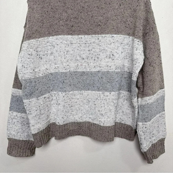 Lulus Womens  M Snuggle Season Grey Multi Striped Balloon Sleeve Sweater - Picture 12 of 13